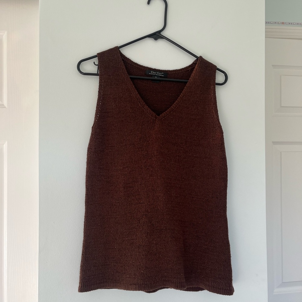 vintage c’est city thrifted brown sweater vest